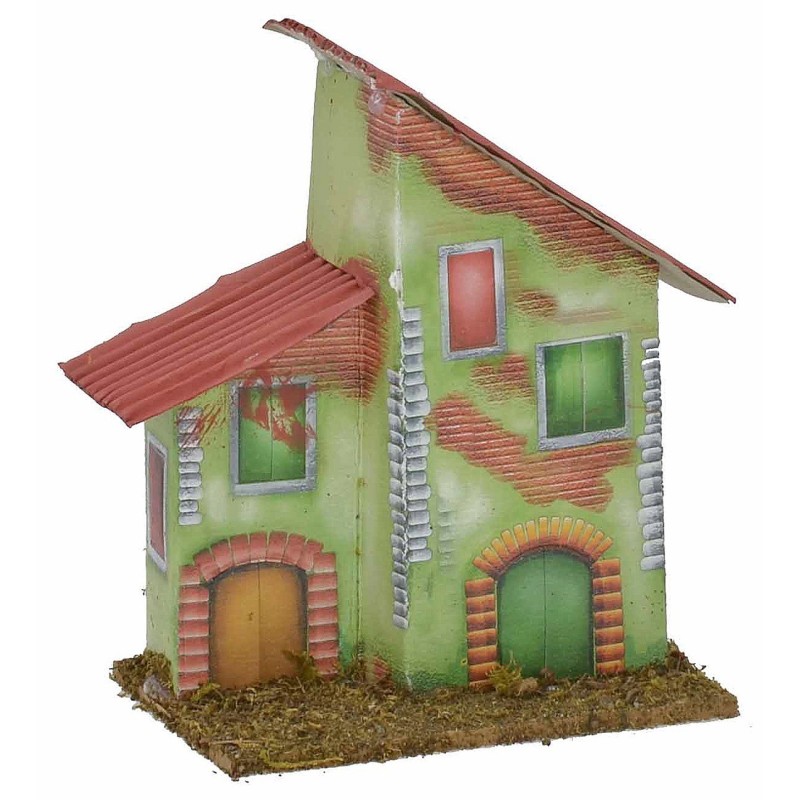 Casita verde para belén de 10x7x12,5 cm h Mondo Presepi