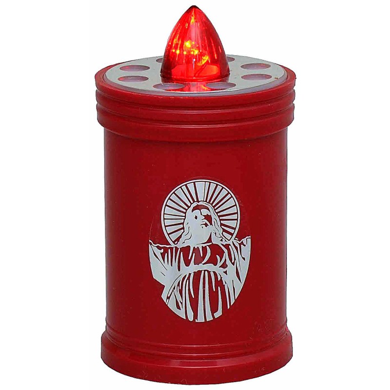 Lumino rosso a batteria con fiamma rossa fissa h 12 cm