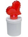 White battery-operated tea light with illuminated red heart, h 13 cm