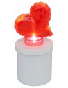 White battery-operated tea light with illuminated red heart, h 13 cm