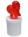 White battery-operated tea light with illuminated red heart, h 13 cm