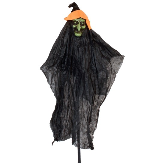 Strega volto verde con picchetto per Halloween h 107 cm