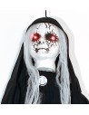 Fantasma negro colgante con luces y sonido Halloween h 100 cm