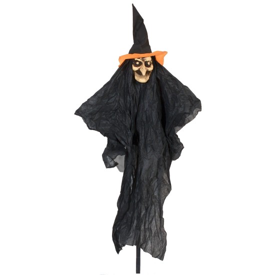 Strega volto chiaro con picchetto per Halloween h 107 cm