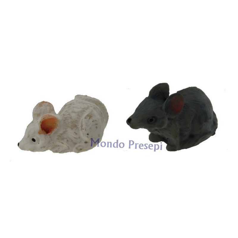 Set of 2 mice in resin 2.5 cm