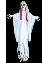 Appendino fantasma bianco con luci e suono Halloween h 100 cm