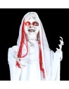 Fantasma colgante blanco con luces y sonido Halloween h 100 cm