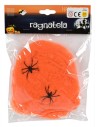 Ragnatela arancio con ragni per Halloween 40 gr.