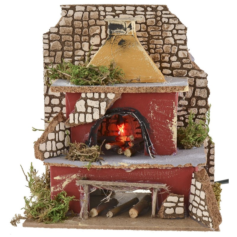 Forno con lampada effetto fiamma funzionante cm 15x10x17 h