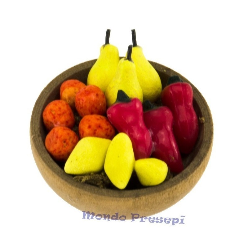 Cuenco de madera con frutas ø 3 cm Mundo Belenes