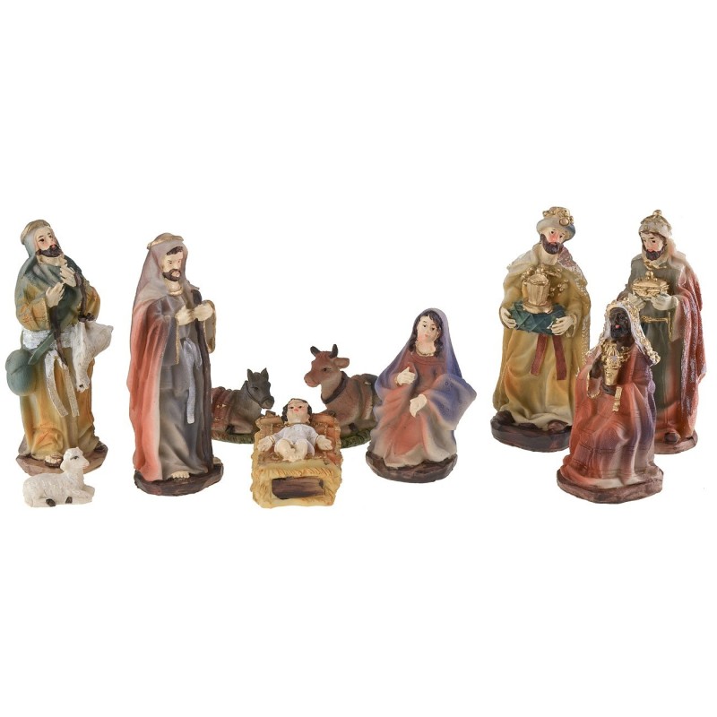 Natividad en conjunto de 10 figuras de 12 cm en resina Mondo Presepi