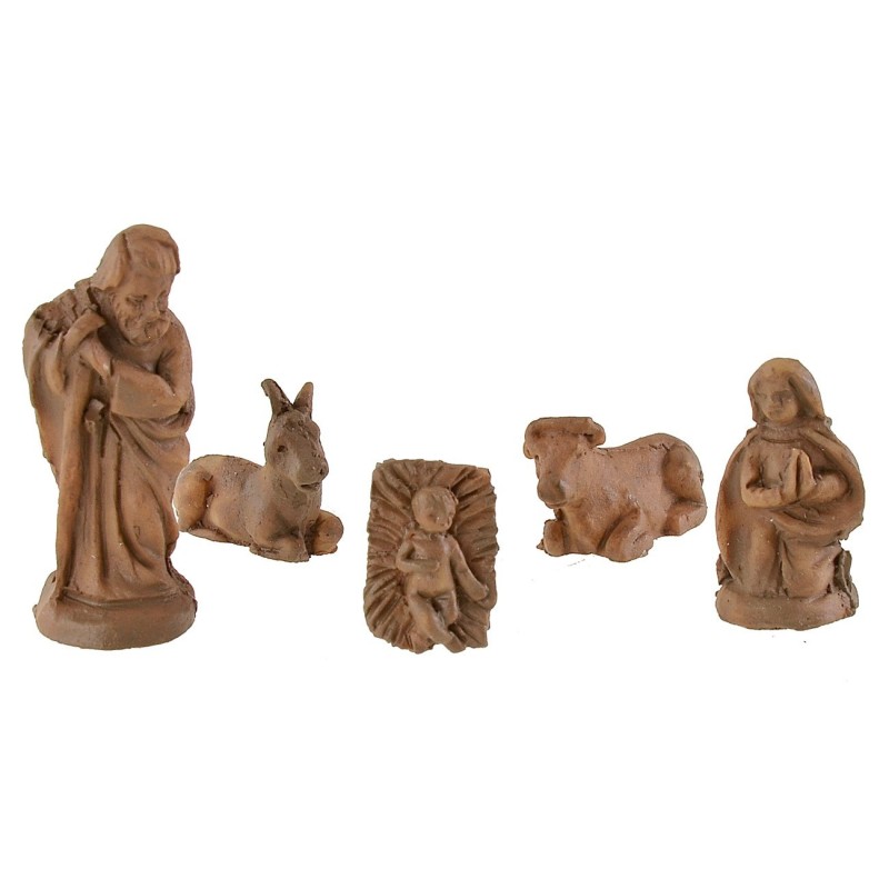 Natividad oscura 5 sujetos serie 3 cm en PVC Mundo Pesebres