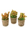 Set of 3 wooden vases with flowers for nativity scene ø 1.5 cm