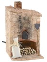 Horno enlucido con chimenea funcional para belén cm 10x10x17 h.