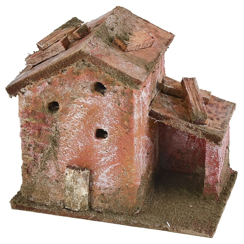 Casolare con rimessa cm 9x5,5x8 h per presepe