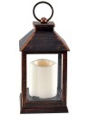 Black copper effect lantern with battery operated candle cm