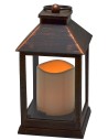 Black copper effect lantern with battery operated candle cm