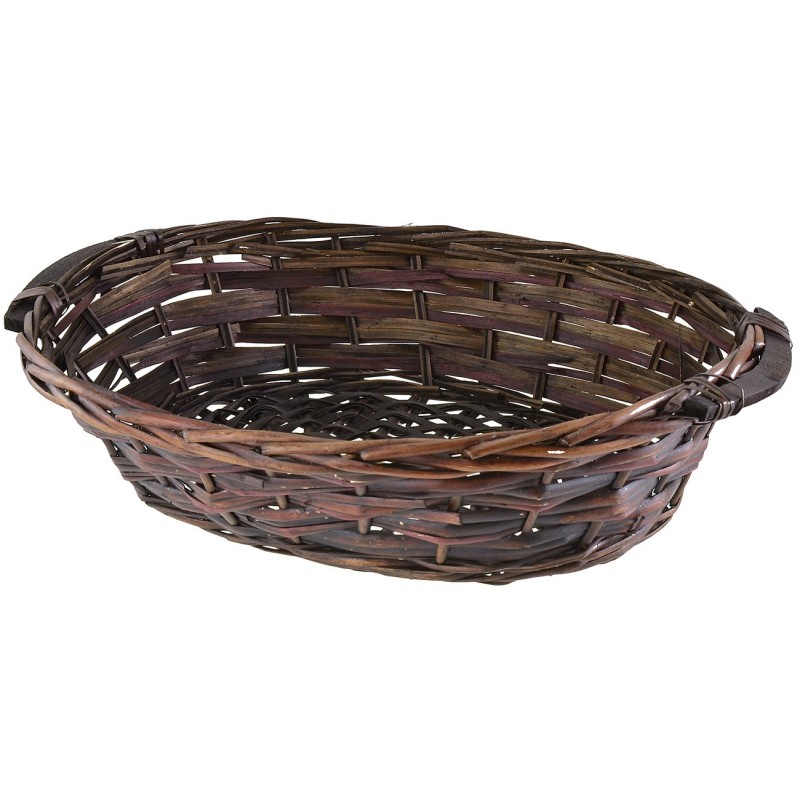 Cesta ovalada de mimbre oscuro con asas 51x40x13 cm h mimbre