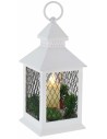 White lantern decorated with battery-powered candle cm