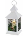 White lantern decorated with battery-powered candle cm