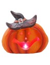 Pumpkin with hat and battery-operated color-changing LED