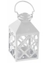 White metal lantern with tea light holder 7.5x7.5x17.5 cm h