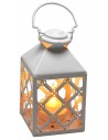 White metal lantern with tea light holder 7.5x7.5x17.5 cm h