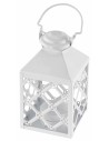 Lanterna bianca in metallo con porta lumino cm 7,5x7,5x17,5 h