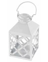 White metal lantern with tea light holder 7.5x7.5x17.5 cm h