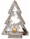 Albero in legno bianco con portacandela e Natività h 58 cm