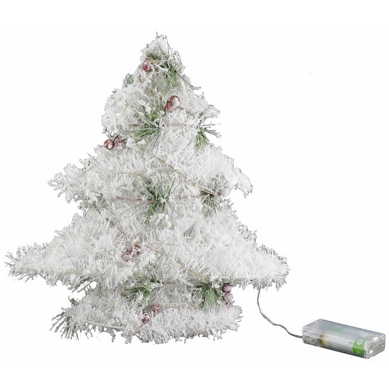 Albero di Natale bianco con micro led a batteria h 30 cm micro