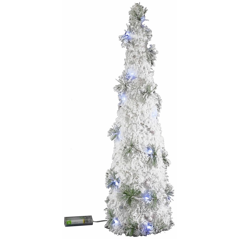 Albero innevato bianco con micro led a batteria cm 60 h