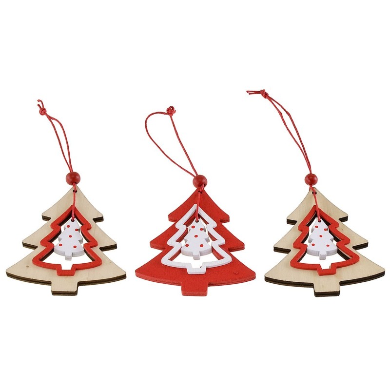 Set 3 appendini albero in legno cm 6,8x8 h