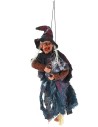 Befana d'appendere con luci e suoni 42 cm braccia, befana