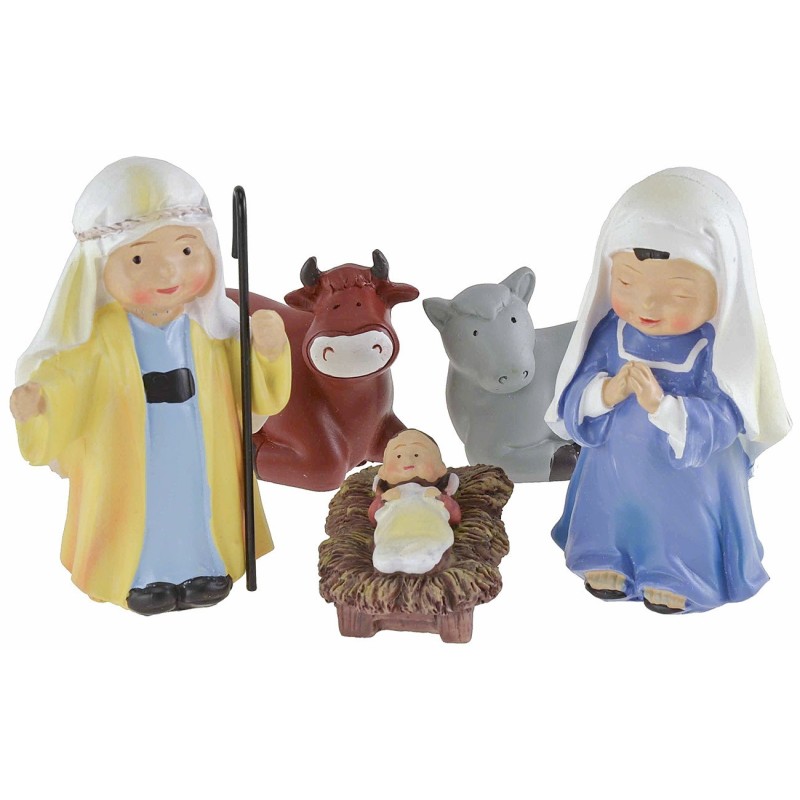 Natività 5 soggetti in resina cm 10 stile bambino Oliver