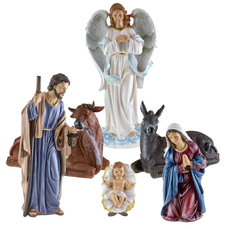 Natividad 6 estatuas de resina 45 cm ángel, resina, natividad