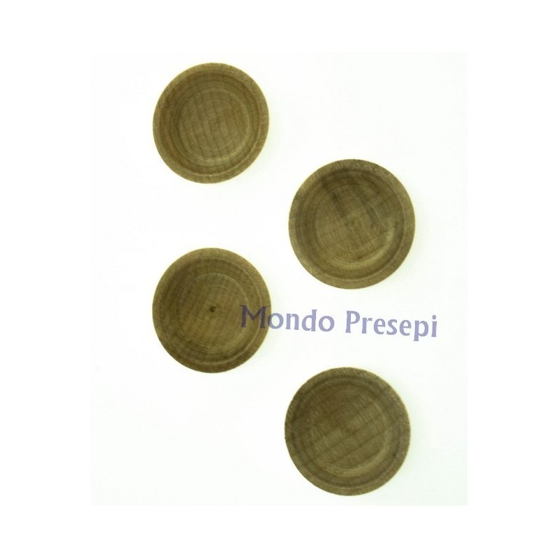 Juego de 4 platos ø cm 2 de madera Mondo Presepi