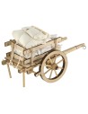 Carrito de madera con sacos de tela de 8x17x6,5 cm de altura.