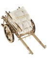 Carrito de madera con sacos de tela de 8x17x6,5 cm de altura.