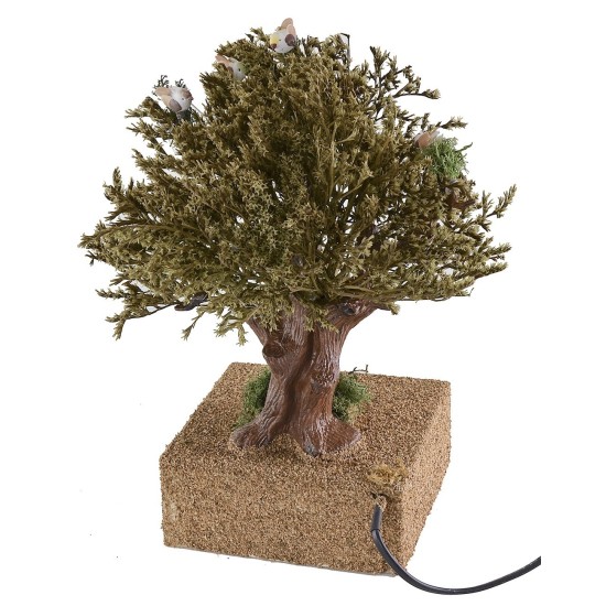 Albero cm 25 con 4 uccellini in movimento pianta, base