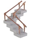 Scala ad angolo in legno con corrimano cm 7,5x7,5x5,7 h