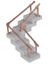 Scala ad angolo in legno con corrimano cm 7,5x7,5x5,7 h