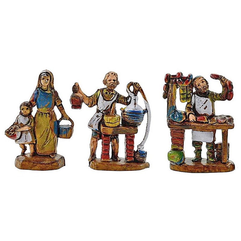 Set 3 statuine per presepe cm 3,5 al lavoro