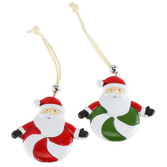 Set 2 appendini Babbo Natale in resina cm 7,5x7,4 h resina