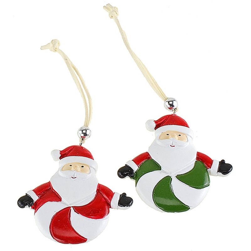 Set 2 appendini Babbo Natale in resina cm 7,5x7,4 h