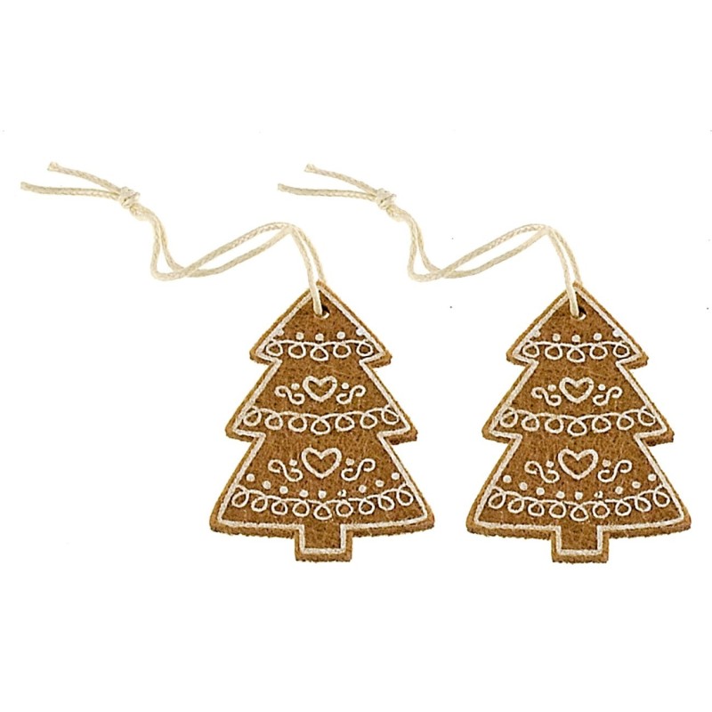 Set 2 appendini albero in feltro cm 3,9x5,5 h