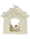 Natividad blanca con cabaña de 10,5x4,5x11 cm de altura cabaña, José.