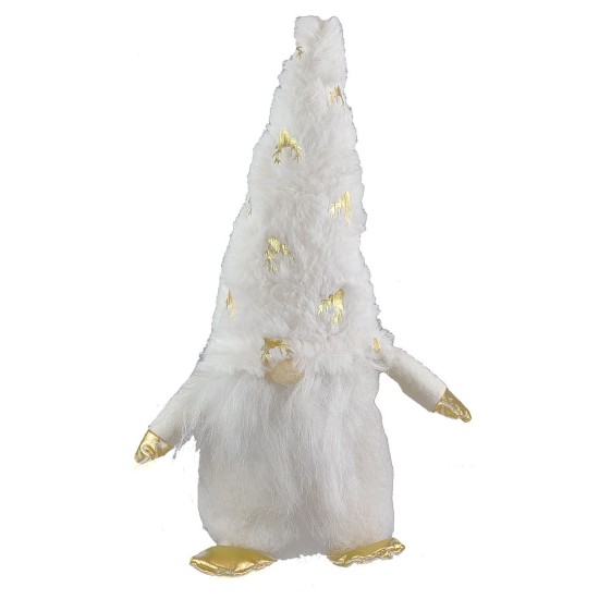 Gnomo blanco navideño con barba larga h 30 cm navideño