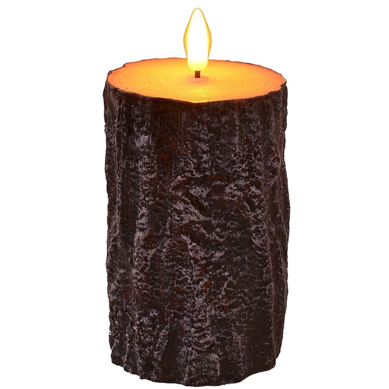 Trunk effect candle with battery-powered LED flame h 12.5 cm