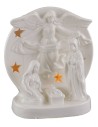 Nativity with illuminated porcelain angel 12.5x10x16 cm h